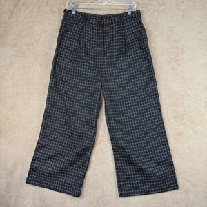VTG Wet Seal Wide Leg Pants Womens L Black Plaid High Rise Y2K Academia 90s Prep